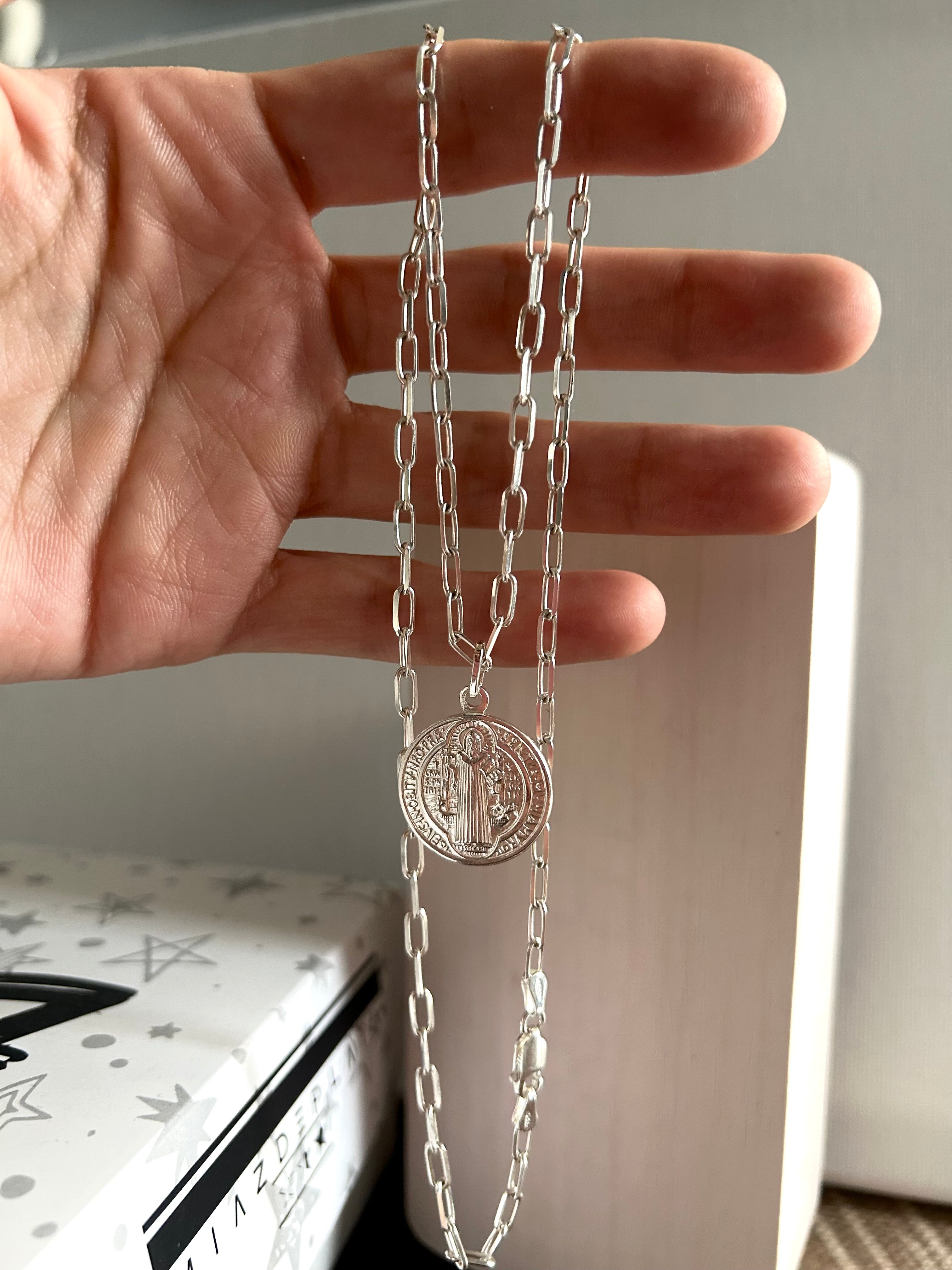 COLLAR AMULETO SAN BENITO PROTECCIÓN PLATA 925
