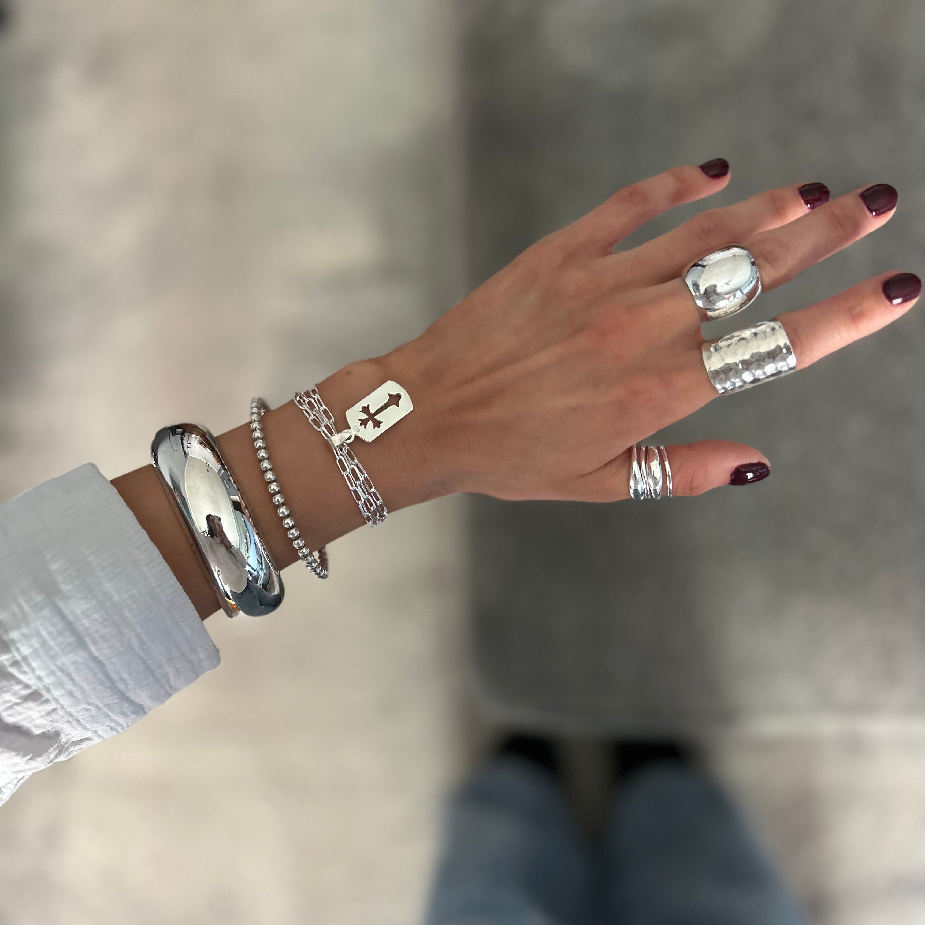 PULSERA CRUZ BARROCA ESLABONES PLATA 925