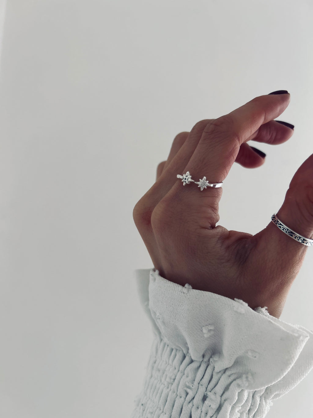 ANILLO DESTELLOS DE LUZ PLATA 925 AJUSTABLE