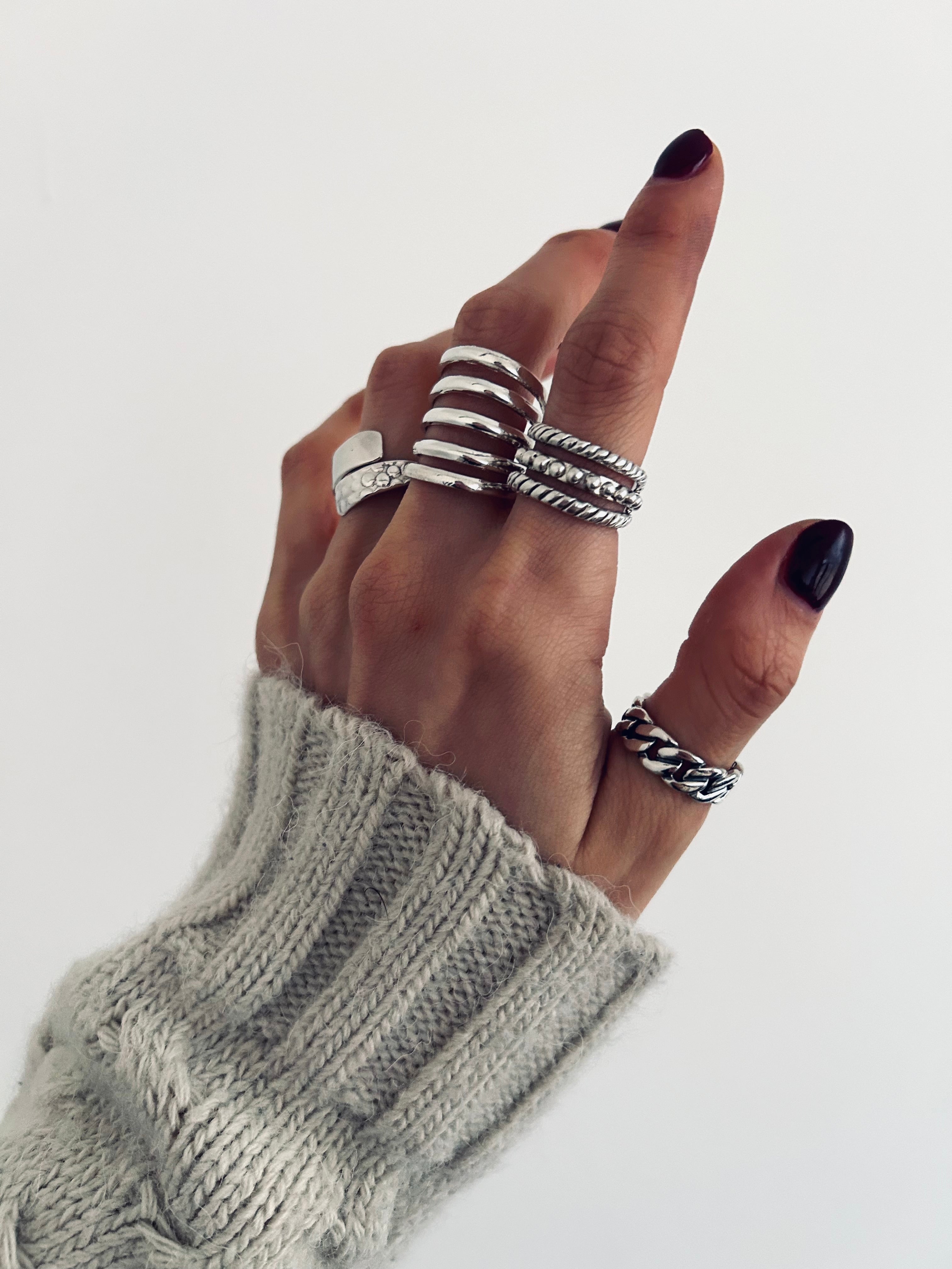 ANILLO CADENA GRUESA AJUSTABLE PLATA 925