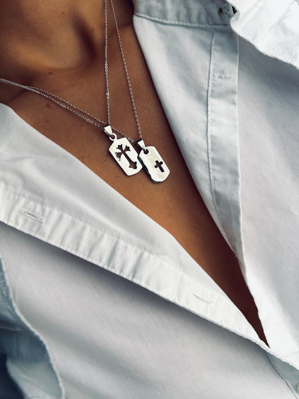 COLLAR PLACA CRUZ PLATA 925