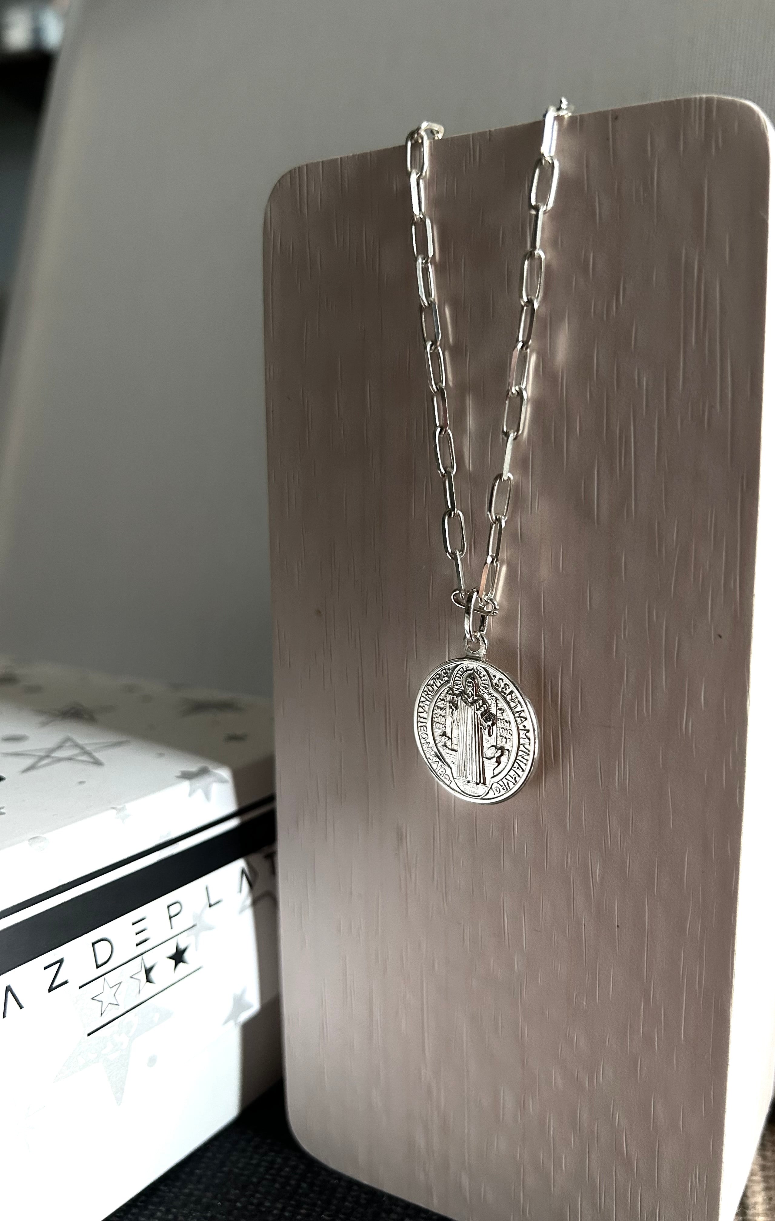 COLLAR AMULETO SAN BENITO PROTECCIÓN PLATA 925